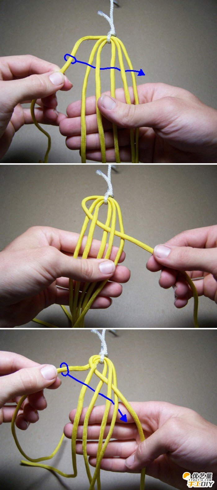 六股绳简单经典手工手工编织教程图解 简单打造 一条简洁宽松的手绳_www.youyix.com