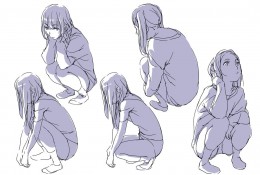 动漫插画女生蹲着的姿势参考图 蹲下的女孩姿势怎么画画法