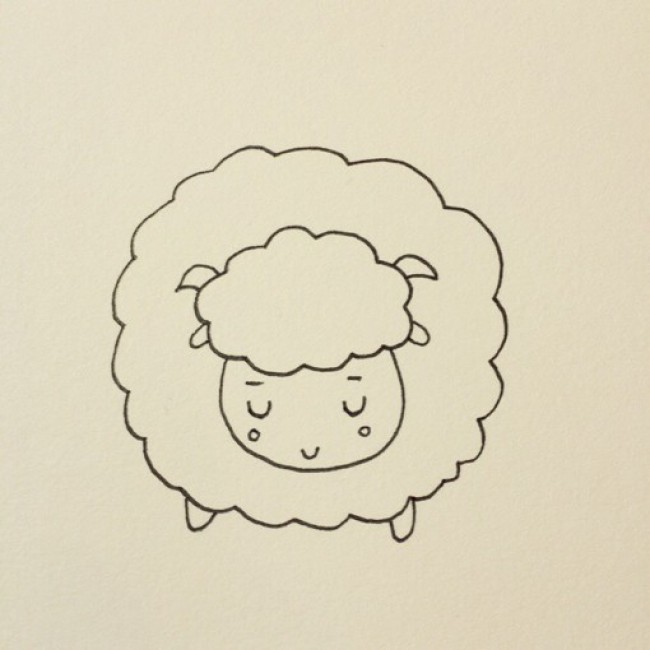 小绵羊怎么画画一只可爱害羞的小羊手绘教程2