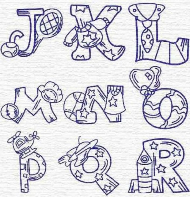 很有创意的一组卡通英文字母手绘素材图案