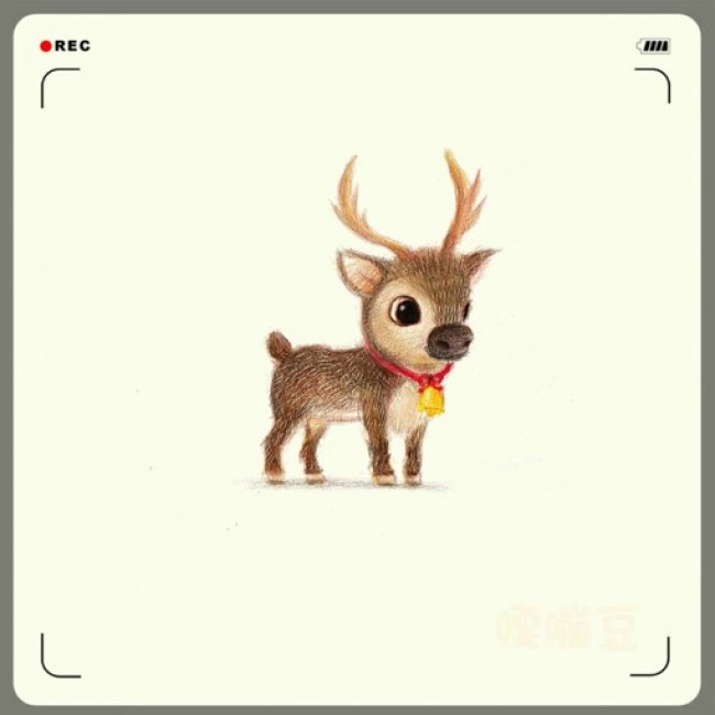 各种可爱的小动物彩铅画作品 插画师嘎嘣豆
