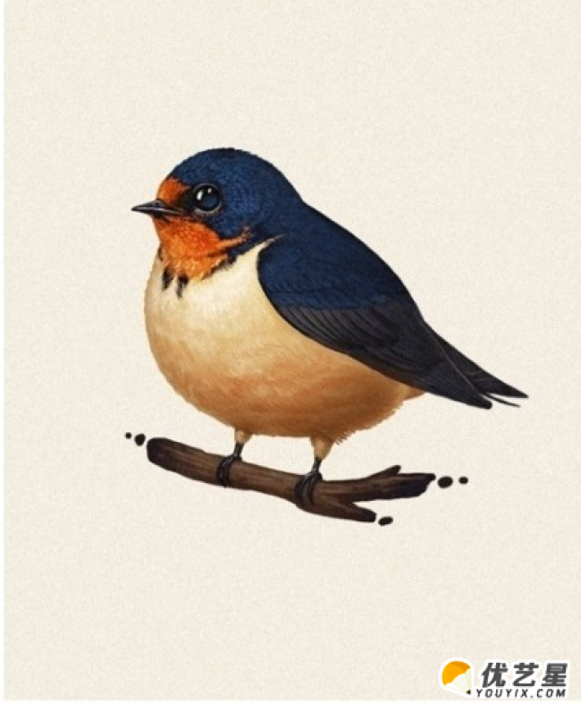 一组肥嘟嘟超级可爱的小鸟插画作品 胖得高贵的小鸟的插画