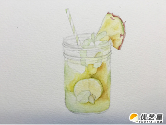 夏天可口冰镇柠檬汁饮料的手绘画教程各种柠檬饮料的手绘画法