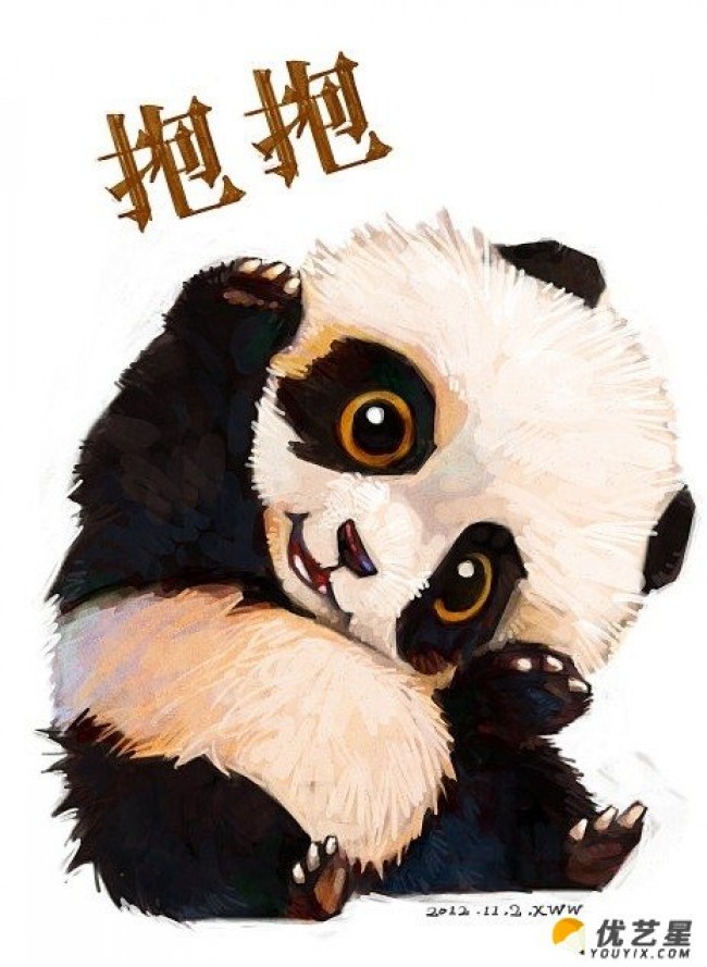可爱的动物大熊猫插画欣赏 胖乎乎的样子非常的萌萌哒