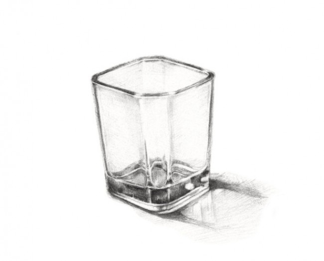 写实方形红酒杯素描绘画教程 逼真的玻璃杯子怎么画 玻璃杯怎么画有