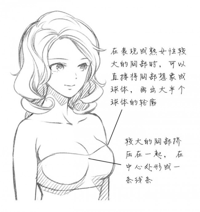 女性胸部怎么画好看 女生的胸部画法 女人胸部漫画绘画技巧 卡通画