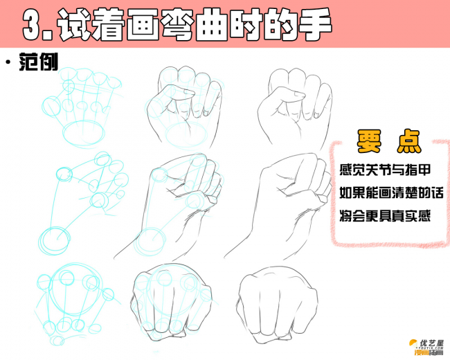 在不同角度看手部素材教程人物的各种手部姿势绘画漫画素材教程