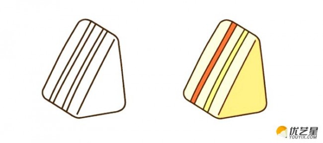 三明治的简笔画图片 三明治怎么画简笔画 卡通三明治的图片彩色