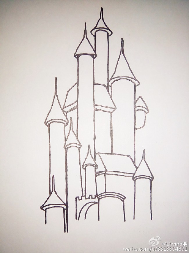 漂亮的城堡简笔画教程图片 城堡简笔画怎么画 城堡的画法 水彩城堡