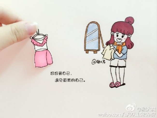 一组励志的女生简笔画图片心灵鸡汤现代女生简笔画作品2