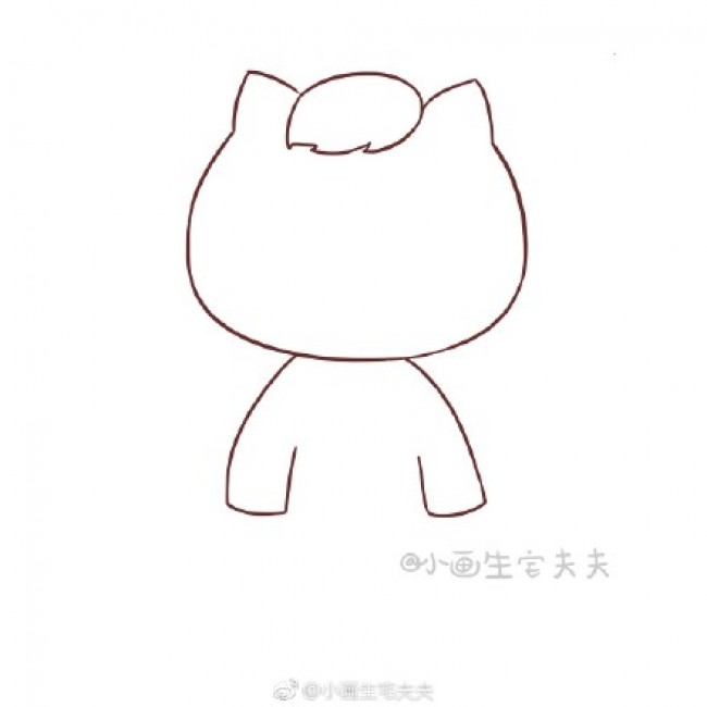 q版蓝白英短猫咪简笔画教程图片彩色穿风衣帅气的猫咪先生简笔画