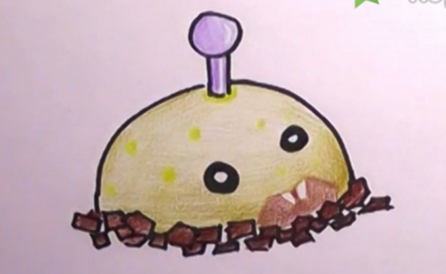 土豆地雷怎么画 植物大战僵尸土豆雷简笔画画法 土豆雷的卡通画手绘