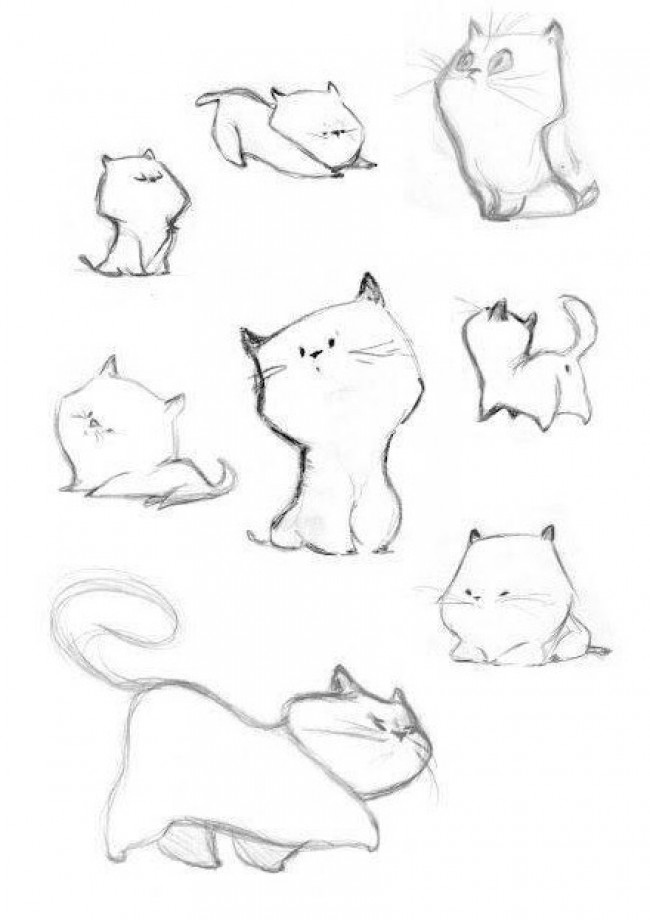快乐小猫咪q版卡通画画法猫咪手绘教程猫咪简笔画儿童画