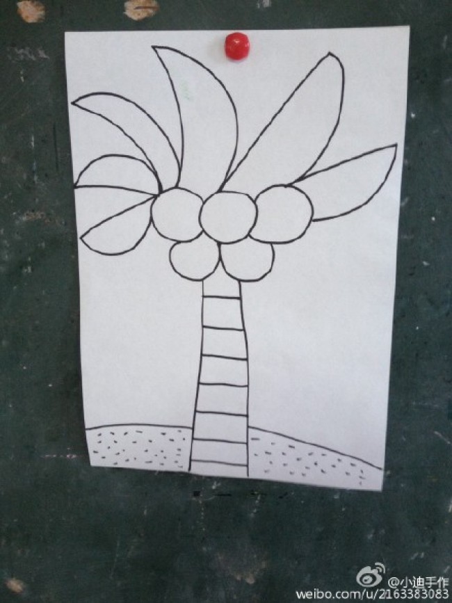 椰子树卡通画儿童画手绘教程(3)