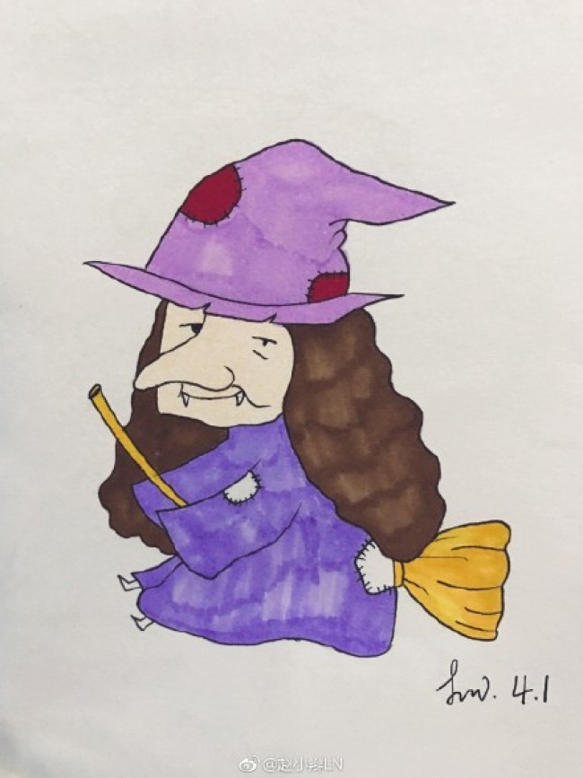 骑扫帚的老巫婆简笔画教程图片 老女巫的画法 女巫怎么画