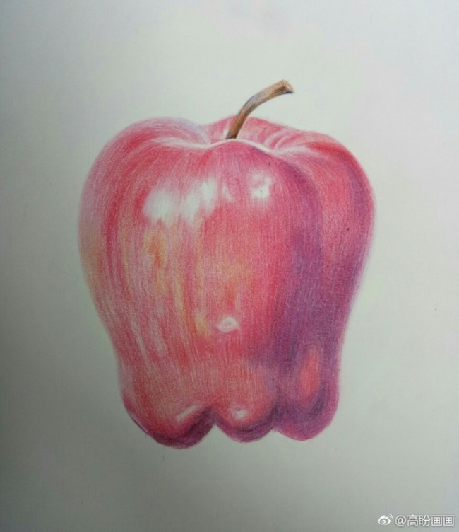 苹果蛇果的彩铅画手绘教程图片好看逼真的蛇果怎么画写实苹果的画法