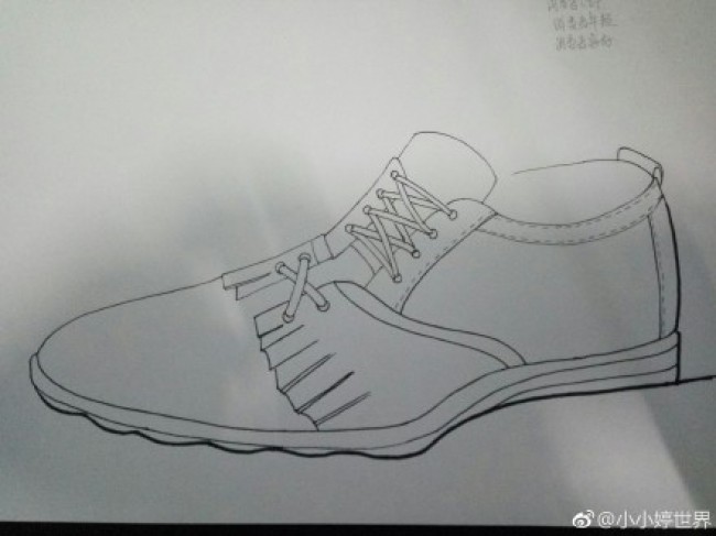 男士皮鞋产品设计手绘教程图片 马克笔上色 带线稿和上色图