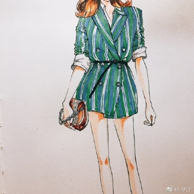 时尚现代女性马克笔时装快速表现手绘教程图片