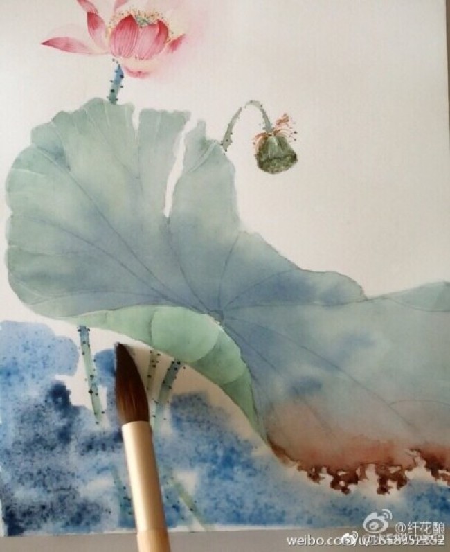 夏日荷花荷叶唯美水彩画图片超美有意境的荷塘美景水彩手绘专辑