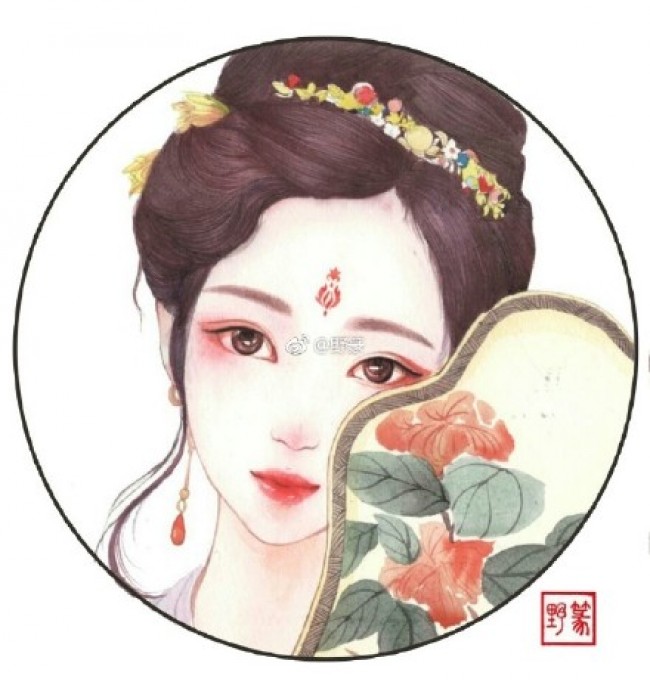 超美古风女子水彩画图片素材美艳古代女子水彩头像图片