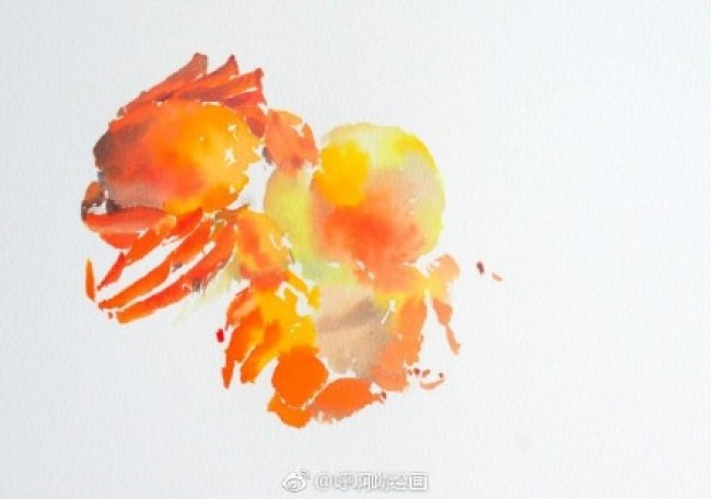 煮熟的大闸蟹美食水彩画图片螃蟹水彩手绘教程美味螃蟹怎么画画法