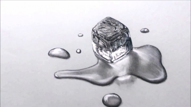 视频彩铅素描冰的质感怎么画超写实融化中的冰块素描视频手绘教程