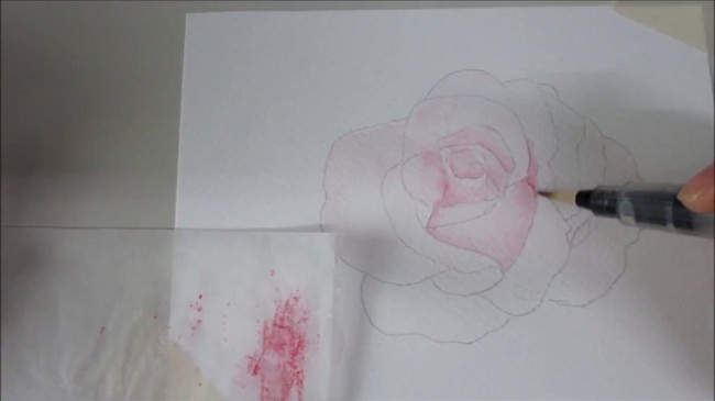 【视频】将水溶性彩铅当水彩用画美丽的玫瑰花手绘视频教程