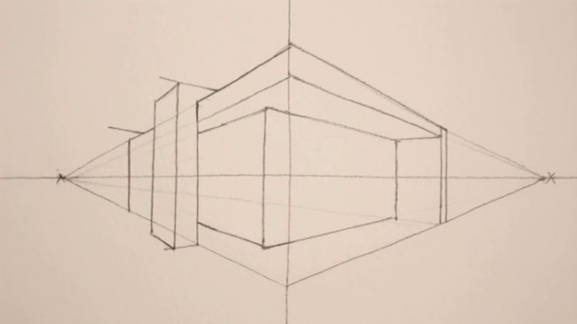 视频规范的两点透视建筑水彩效果图手绘视频教程演示两点透视