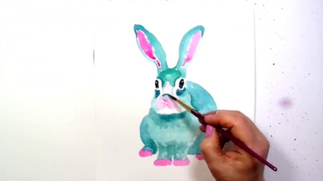 【视频】色彩丰富的小兔子水彩手绘视频教程 多彩可爱的兔子水彩画
