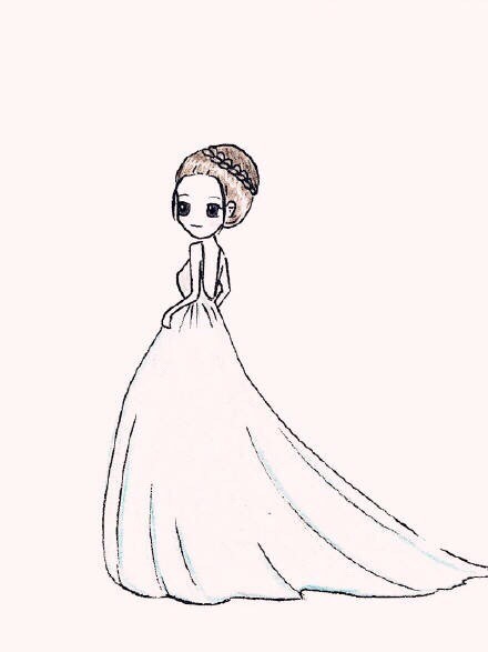 唯美彩铅婚纱人物画