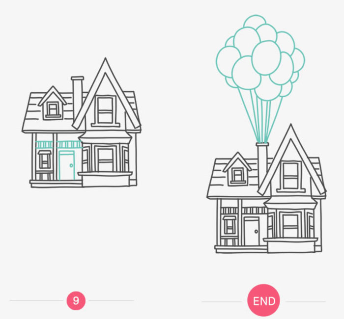 飞屋环游记里面气球吊着的房子怎么会 气球房子画法 飞屋环游记房子