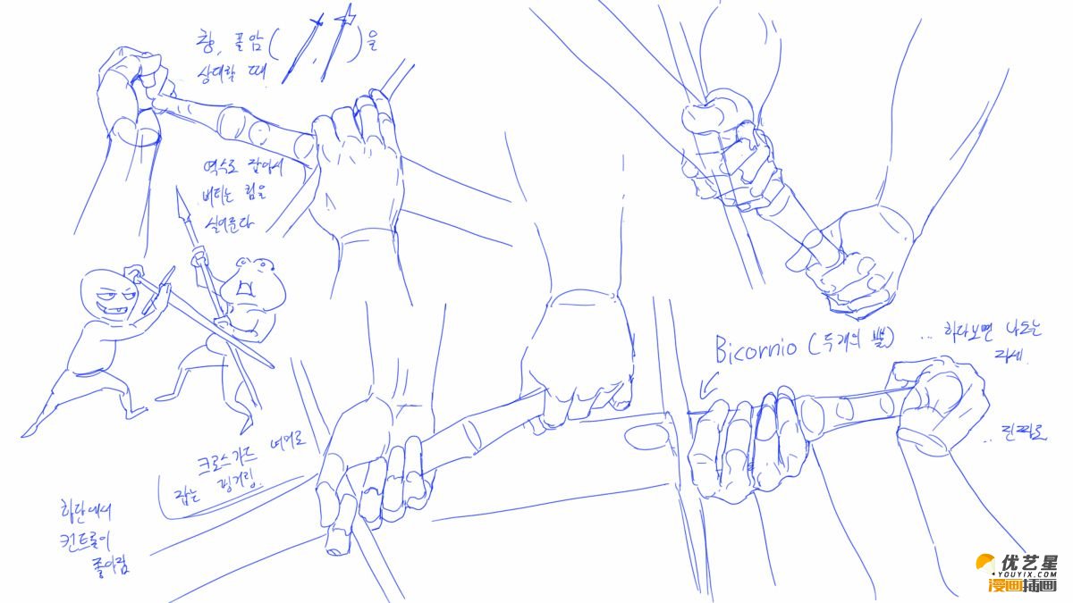刀剑握姿的绘画方法 各种刀剑握姿的绘画步骤 帅气刀剑握姿的漫画插画