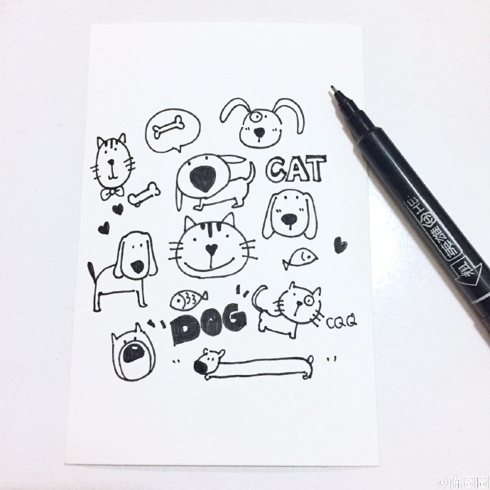 猫狗的简笔画 可爱简单的猫和狗的简笔画教程图片