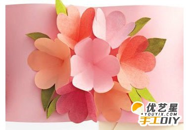 立体花朵贺卡手工diy 贺卡片中的立体花朵手工折纸教程 图片 6p 优艺星手工diy