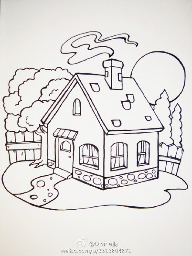 房子简笔画儿童画房子图片彩色色彩搭配和绘画步骤画法教程