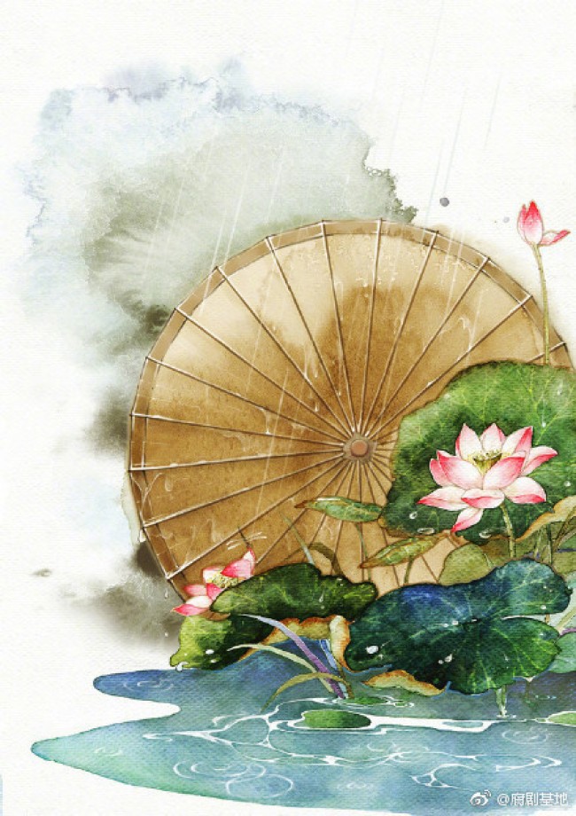 浓郁中国传统元素的国风水彩插画作品图片欣赏美不胜收