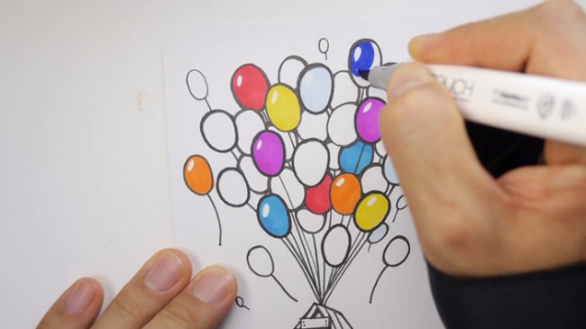 视频飞屋环游记简笔画手绘视频教程气球吊着小屋子很可爱简笔画
