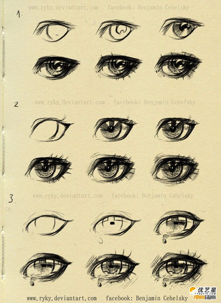 不同眼睛眼神和不同造型鼻子的绘画教程 各种不同眼睛和鼻子怎么画 眼